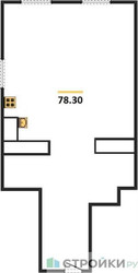 Планировка однокомнатной(квартира) площадью 78.3 квадратных метров в ЖК “ЖК Лайм”