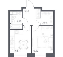 Планировка однокомнатной(квартира) площадью 32.65 квадратных метров в “ЖК ЭкоБунино (Южное Бунино)”