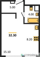 Планировка студии(квартира) площадью 32.3 квадратных метров в “ЖК Sydney City (Сидней Сити)”