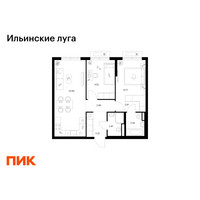 Планировка двухкомнатной(квартира) площадью 56.94 квадратных метров в “ЖК Ильинские луга”