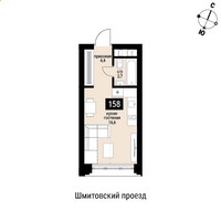 Планировка однокомнатной(квартира) площадью 24.3 квадратных метров в “ЖК Шелепиха (Cosmopolit)”