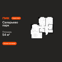 Планировка двухкомнатной(квартира) площадью 54 квадратных метров в “ЖК Саларьево парк”