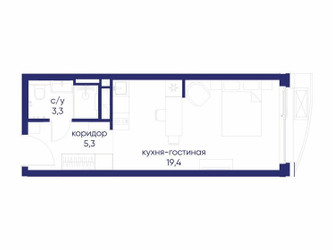 Планировка студии(квартира) площадью 28.02 квадратных метров в ЖК “ЖК Остров”
