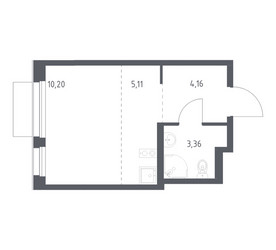 Планировка студии(квартира) площадью 22.83 квадратных метров в ЖК “ЖК Новое Внуково”