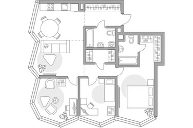 Планировка 4+ комнатной(квартира) площадью 89.15 квадратных метров в ЖК “ЖК MYPRIORITY Mnevniki (Май Приорити Мневники)”