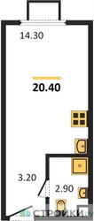 Планировка студии(квартира) площадью 20.4 квадратных метров в “ЖК ParkSide (Парксайд)”