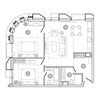 Планировка трехкомнатной(квартира) площадью 79.1 квадратных метров в “ЖК УНО Соколиная гора”