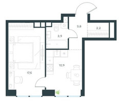 Планировка однокомнатной(квартира) площадью 38.2 квадратных метров в “ЖК Level Звенигородская”