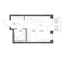 Планировка студии(квартира) площадью 22.91 квадратных метров в “ЖК Богдановский Лес”