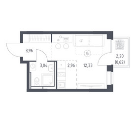 Планировка студии(квартира) площадью 22.91 квадратных метров в ЖК “ЖК Богдановский Лес”