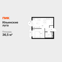 Планировка однокомнатной(квартира) площадью 36.5 квадратных метров в “ЖК Ильинские луга”