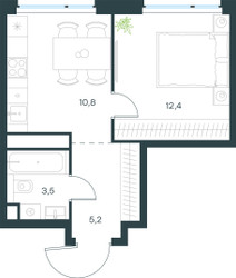Планировка однокомнатной(квартира) площадью 31.9 квадратных метров в ЖК “ЖК Level Мичуринский”
