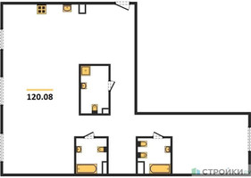 Планировка двухкомнатной(квартира) площадью 120.8 квадратных метров в “Квартал Foriver”