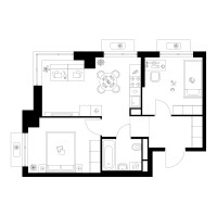 Планировка двухкомнатной(квартира) площадью 47.9 квадратных метров в “Квартал Мит”