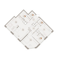 Планировка трехкомнатной(апартаменты) площадью 112.01 квадратных метров в “ЖК D'ORO MILLE (Доро Милле)”