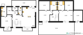 Планировка трехкомнатной(квартира) площадью 247.9 квадратных метров в “ЖК Прайм квартал Отрада на реке”