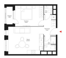 Планировка двухкомнатной(квартира) площадью 46.94 квадратных метров в “ЖК Время”