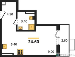 Планировка студии(квартира) площадью 24.6 квадратных метров в “ЖК Бунинские кварталы”
