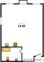 Планировка студии(квартира) площадью 53.6 квадратных метров в “ЖК Резиденции Архитекторов”