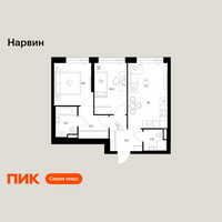 Планировка двухкомнатной(квартира) площадью 54 квадратных метров в “Нарвин”