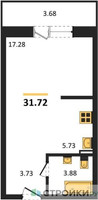 Планировка студии(квартира) площадью 31.72 квадратных метров в “Зеленый Оазис - Город”