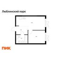 Планировка однокомнатной(квартира) площадью 33.7 квадратных метров в “ЖК Люблинский парк”