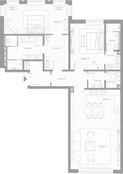 Планировка двухкомнатной(квартира) площадью 143 квадратных метров в ЖК “ЖК Николь”