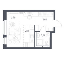 Планировка студии(квартира) площадью 25.82 квадратных метров в “ЖК Новое Видное”