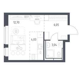 Планировка студии(квартира) площадью 25.82 квадратных метров в ЖК “ЖК Новое Видное”