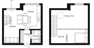 Планировка двухкомнатной(квартира) площадью 45.48 квадратных метров в “ЖК Бакеево-Парк”
