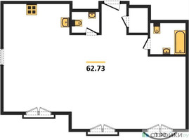 Планировка двухкомнатной(квартира) площадью 62.73 квадратных метров в “ЖК Дом Достижение”