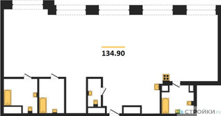 Планировка трехкомнатной(квартира) площадью 134.9 квадратных метров в “ЖК Коллекция Лужники”