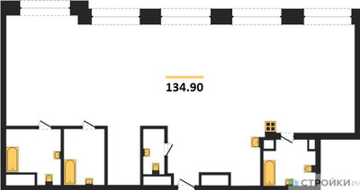 Планировка трехкомнатной(квартира) площадью 134.9 квадратных метров в ЖК “ЖК Коллекция Лужники”