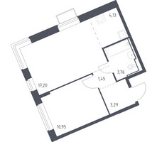 Планировка однокомнатной(квартира) площадью 40.78 квадратных метров в “ЖК Молжаниново”
