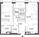 Планировка трехкомнатной(квартира) площадью 80.9 квадратных метров в “ЖК Will Towers (Вилл Тауэрс)”