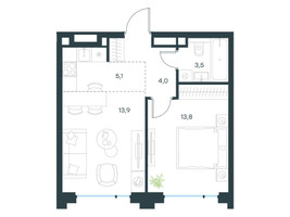 Планировка двухкомнатной(квартира) площадью 40.2 квадратных метров в “ЖК Level Бауманская”