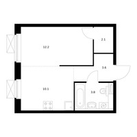 Планировка однокомнатной(квартира) площадью 31.8 квадратных метров в “ЖК Люблинский парк”