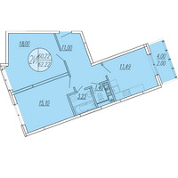 Планировка двухкомнатной(квартира) площадью 62.22 квадратных метров в “ЖК Шолохово”