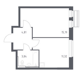 Планировка однокомнатной(квартира) площадью 35.16 квадратных метров в ЖК “ЖК Рублевский Квартал”