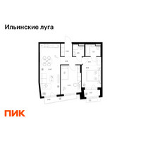 Планировка двухкомнатной(квартира) площадью 59.85 квадратных метров в “ЖК Ильинские луга”