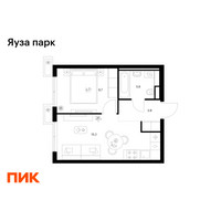 Планировка однокомнатной(квартира) площадью 32.3 квадратных метров в “ЖК Яуза Парк (Мытищи)”