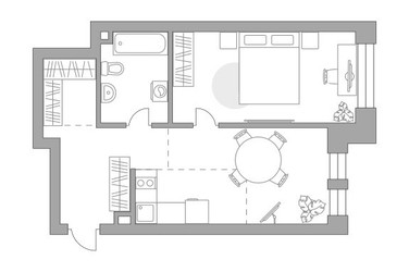 Планировка однокомнатной(квартира) площадью 55.78 квадратных метров в ЖК “ЖК Павелецкая от Гранель”