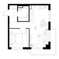 Планировка однокомнатной(квартира) площадью 40.2 квадратных метров в “ЖК Онежский вал”