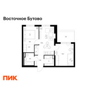 Планировка двухкомнатной(квартира) площадью 48.7 квадратных метров в “ЖК Восточное Бутово”