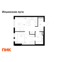 Планировка однокомнатной(квартира) площадью 34.8 квадратных метров в “ЖК Ильинские луга”