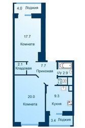 Планировка двухкомнатной(квартира) площадью 64.4 квадратных метров в ЖК “ЖК Эдельвейс (Первомайское)”