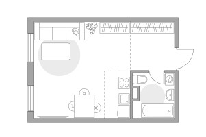 Планировка студии(квартира) площадью 27.86 квадратных метров в “ЖК Аникеевский”