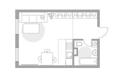 Планировка студии(квартира) площадью 27.86 квадратных метров в ЖК “ЖК Аникеевский”
