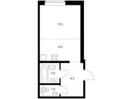 Планировка студии(квартира) площадью 29.6 квадратных метров в “ЖК Саларьево парк”