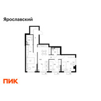 Планировка трехкомнатной(квартира) площадью 75.3 квадратных метров в “ЖК Ярославский”